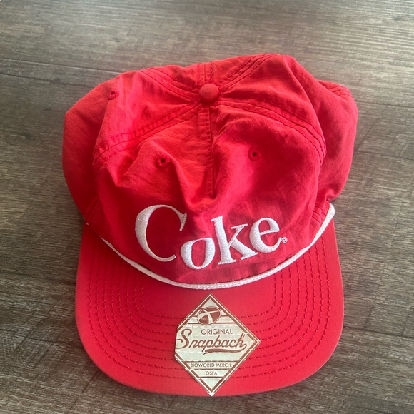 Classic Coke Coca Cola Red Nylon Strapback Unstructured Hat - Picture 1 of 7